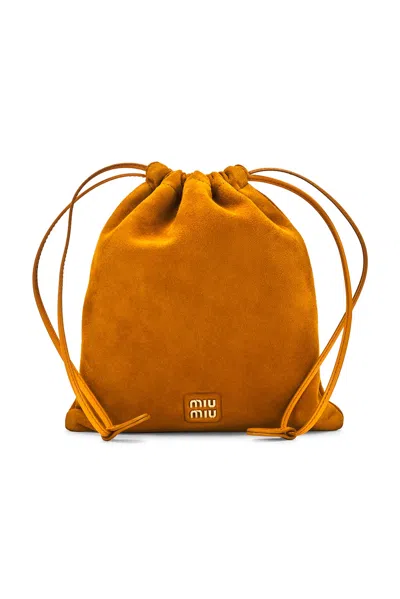 Miu Miu Camoscio Pouch In Whiskey