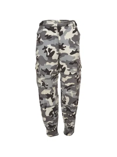 Pre-owned Miu Miu Camouflage-print Cargo Pants In Gray