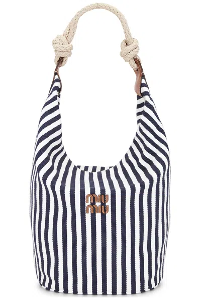 Miu Miu Cannette Righe Pelle Tote Bag In Multi