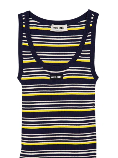 Pre-owned Miu Miu Canotta Stripe Top 'bleu' | Blue | Women's Size 36