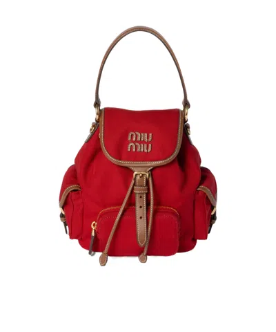 Miu Miu Canvas And Leather Backpack