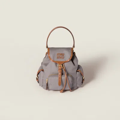 Miu Miu Canvas And Leather Backpack In Multi