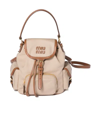 Miu Miu Canvas And Leather Backpack