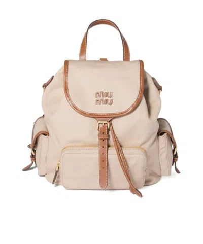 Miu Miu Canvas And Leather Backpack