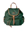 Miu Miu Canvas And Leather Backpack In Green
