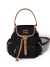 Miu Miu Canvas And Leather Backpack In Black
