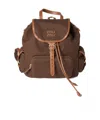 Miu Miu Canvas And Leather Backpack In Brown