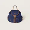 Miu Miu Canvas And Leather Backpack In Cornflower Blue/brandy