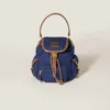 Miu Miu Cotton Canvas Drawstring Backpack In Blue
