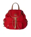 Miu Miu Canvas And Leather Backpack In Red