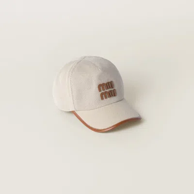Miu Miu Logo-patch Canvas Baseball Hat In Nude