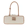 Miu Miu Canvas Beau Shoulder Bag With Double Handles In Brown