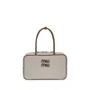 Miu Miu Crafted Canvas And Leather Shoulder Bag In Gray