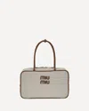 Miu Miu Crafted Canvas And Leather Shoulder Bag In Gray