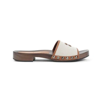 Miu Miu Canvas And Leather Clogs Women