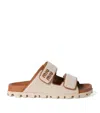 Miu Miu Open Toe Canvas Slippers With Rubber Sole In Neutral