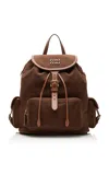 Miu Miu Canvas Backpack In Brown