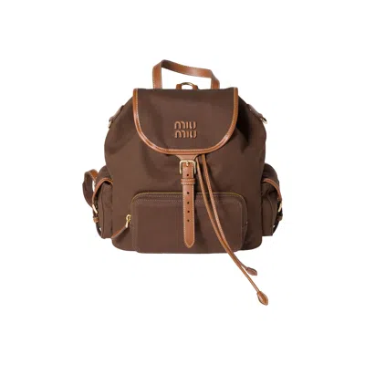 Pre-owned Miu Miu Canvas Backpack 'cacao/brandy' | Brown | Women's Size Onesize