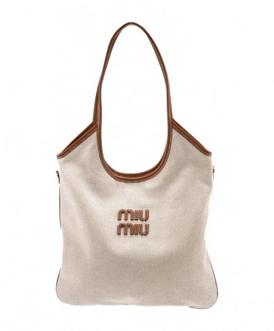 Miu Miu Canvas Bag Regular Acrn In Brown