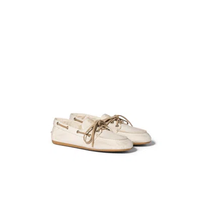 Miu Miu Canvas Deck Shoes In White