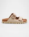 Miu Miu Canvas And Leather Sandals In Naturale
