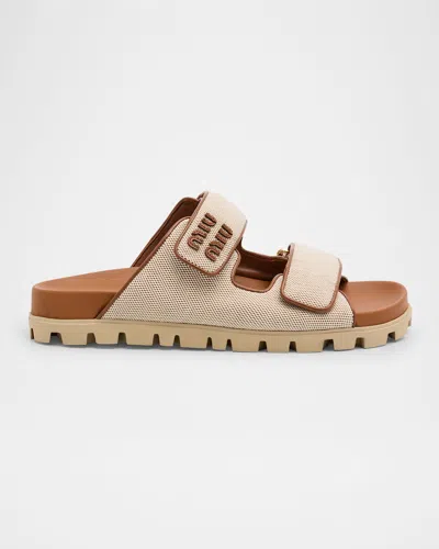 MIU MIU CANVAS DUAL-GRIP COMFORT SANDALS