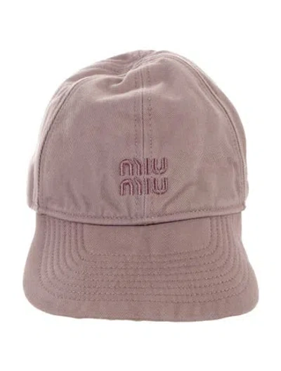 Pre-owned Miu Miu Canvas Embroidered Baseball Hat In Purple