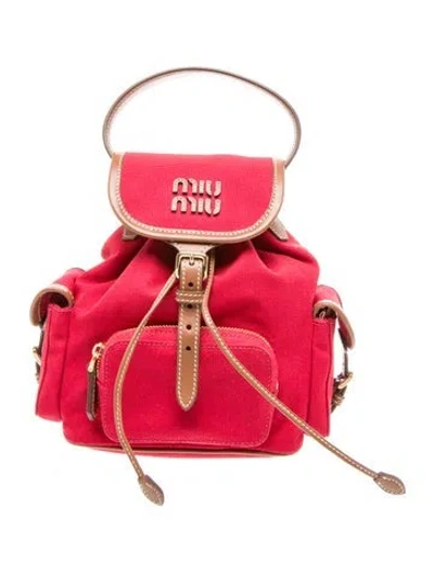Pre-owned Miu Miu Canvas Evening Bag Medium 2025 In Red