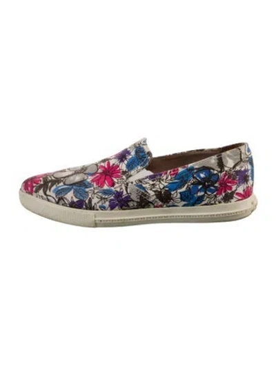 Pre-owned Miu Miu Canvas Floral Print Sneakers In Pink