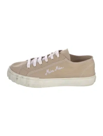 Pre-owned Miu Miu Canvas Graphic Print Sneakers In Silver