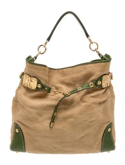 Pre-owned Miu Miu Canvas Hobo In Multi