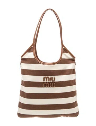 Pre-owned Miu Miu Canvas Ivy In Neutral