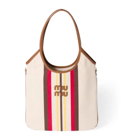 Miu Miu Canvas-leather Ivy Tote Bag