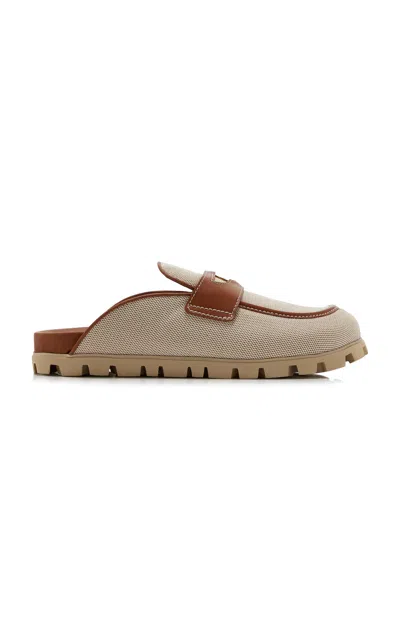 MIU MIU CANVAS LOAFER MULES