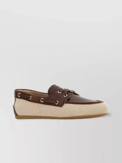 Miu Miu Canvas Loafers Featuring Eyelet Detailing