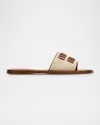 Miu Miu Beige Logo Sandals In Naturale