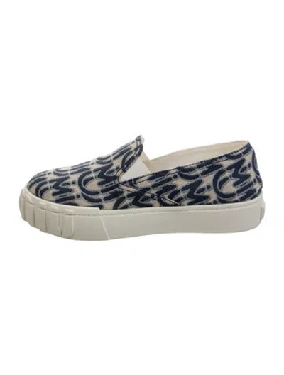 Pre-owned Miu Miu Canvas Printed Sneakers In Blue