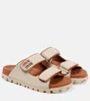 Miu Miu Women Canvas Sandals In Neutrals
