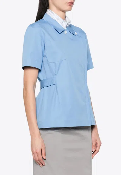 MIU MIU CANVAS SHIRT WITH LOGO-PATCH