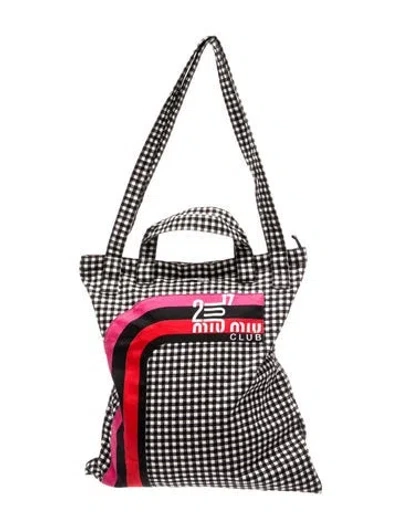 Pre-owned Miu Miu Canvas Shoulder Bag In Black