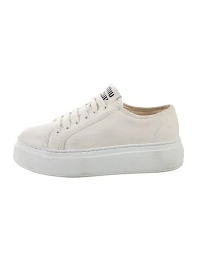 Pre-owned Miu Miu Canvas Sneakers In White