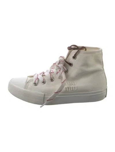 Pre-owned Miu Miu Canvas Sneakers In White