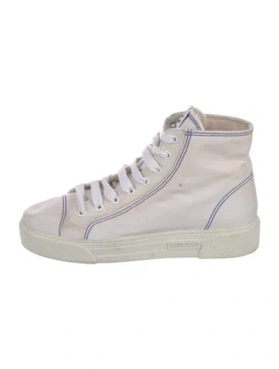 Pre-owned Miu Miu Canvas Sneakers In White