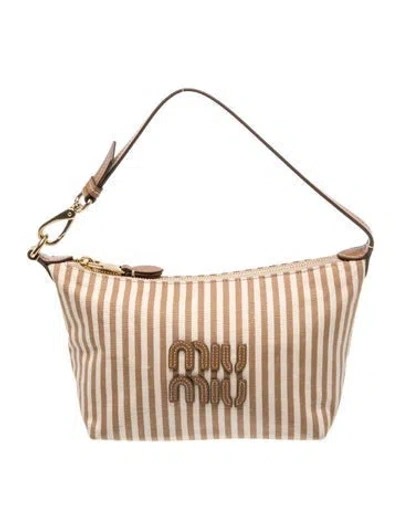 Pre-owned Miu Miu Canvas Top Handle Bag 2023 In Neutral