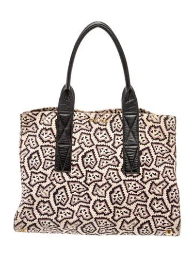 Pre-owned Miu Miu Canvas Tote In Neutral