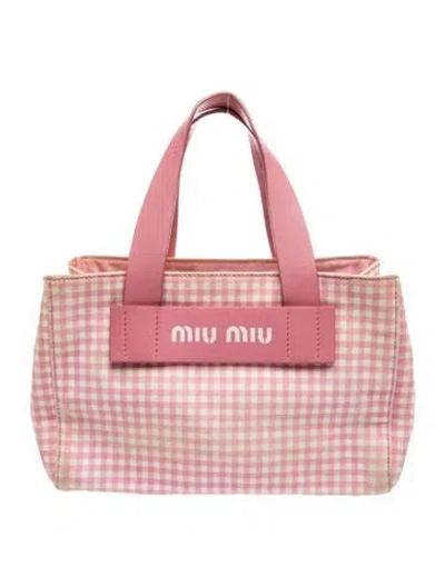 Pre-owned Miu Miu Canvas Tote In Pink