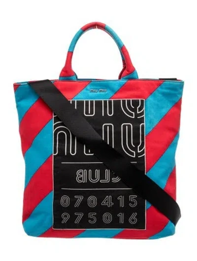 Pre-owned Miu Miu Canvas Tote In Red