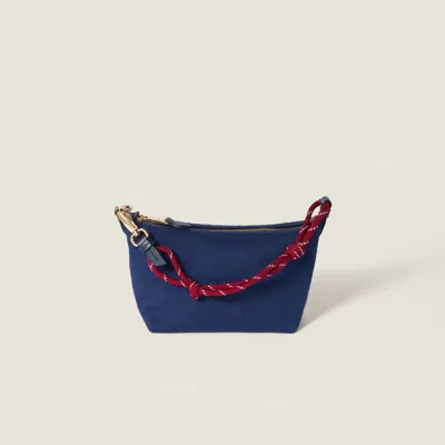 Miu Miu Canvas With Rope Strap Shoulder Bag In Navy