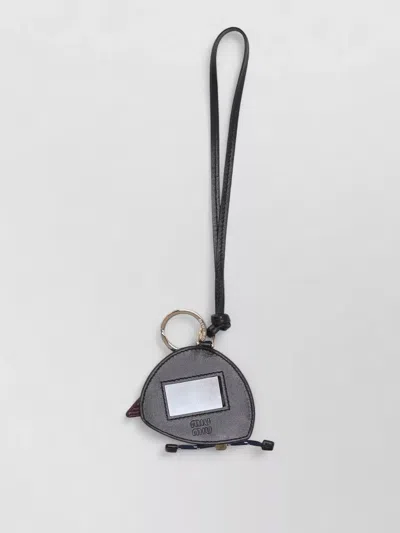 Miu Miu Cap Charm Bag Accessory Keyring Wrist Strap In Black