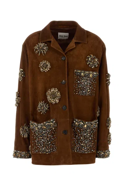 Miu Miu Jackets And Vests In Beige O Tan